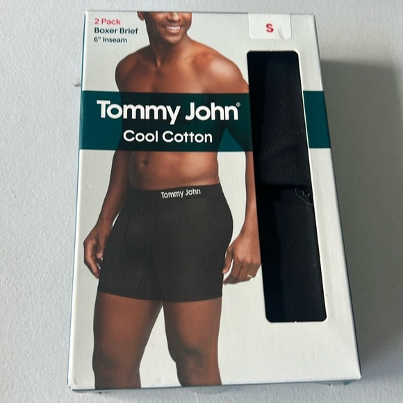 NWT Tommy John Cool Cotton Boxer Briefs Men's Small 2 Pack Black 6" Inseam - Picture 1 of 7
